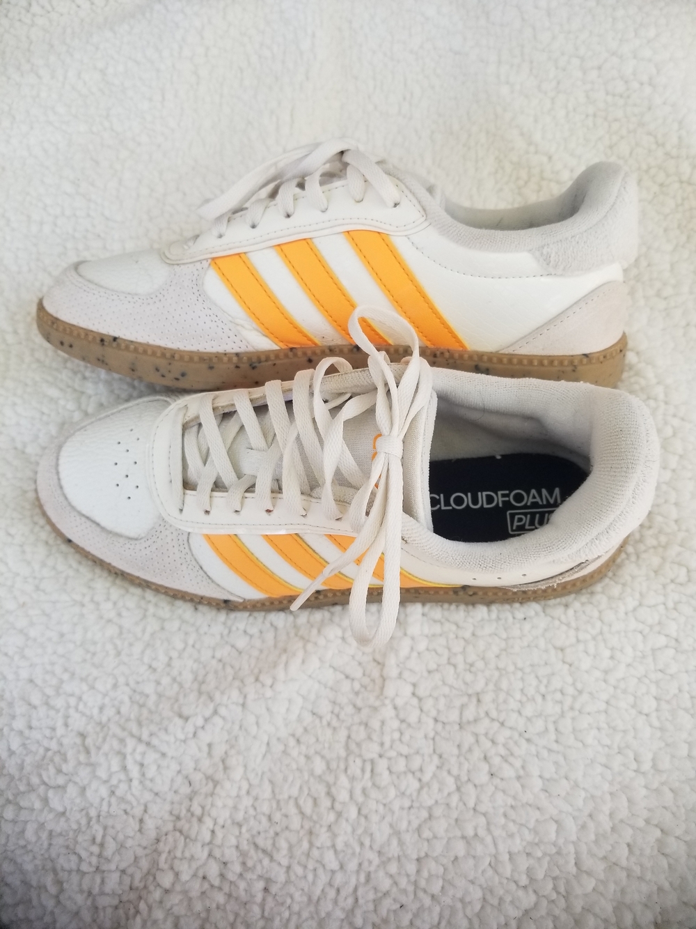 Adidas White Sneakers with bright stripes